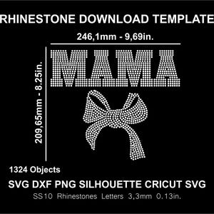 Rhinestone Mama Bow Silhouette Cricut Svg Dxf Png Mother Day Tshirt Cut Pattern Template Download Digital File SS10
