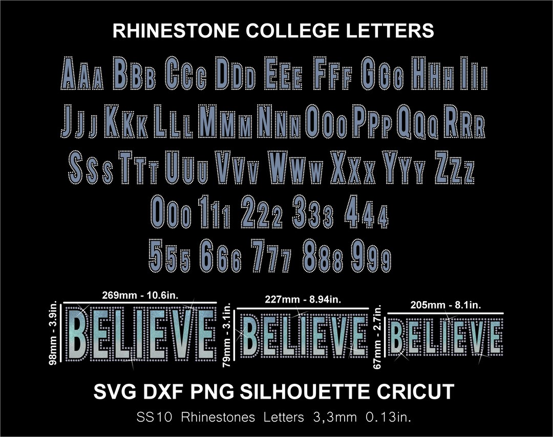 Rhinestone and Htv Vinyl Font Letters Alphabet Silhouette Cricut Svg ...