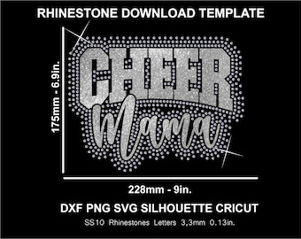Cheer Mama Rhinestone and Htv Vinyl Template  Silhouette Cricut Svg Png Cutting T-Shirt Sweatshirt Download Digital File SS10 DTF & HTV