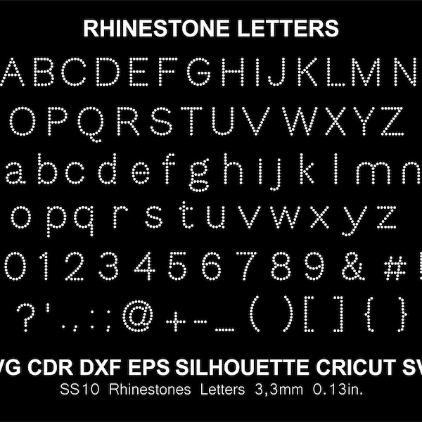 Rhinestone Letters Font Alphabet Single Line Arial Silhouette Cricut Svg Dxf Cut Template Download Cutting Digital File SS10 Font