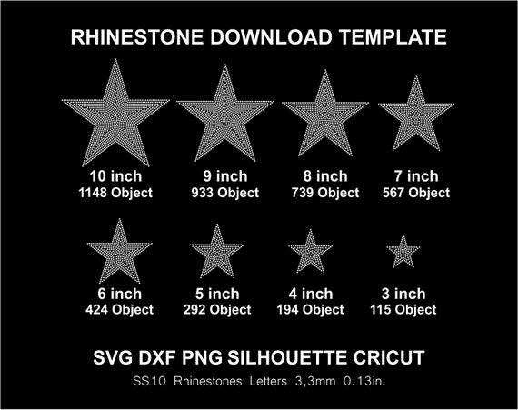 Rhinestone Svg Templates Star Bundle Silhouette Cricut Svg Dxf Png Cut Template Download Cutting Digital File SS10