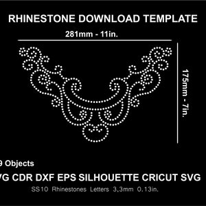 Rhinestone Neckline Collar Jevelry Necklace Silhouette Cricut Cameo Cut Svg Template Download Digital File SS10 SVG