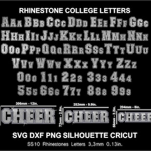 Rhinestone and Htv Vinyl Font Letters Alphabet College Varsity Silhouette Cricut Svg Cutting Template Download Digital File SS10 DTF & HTV