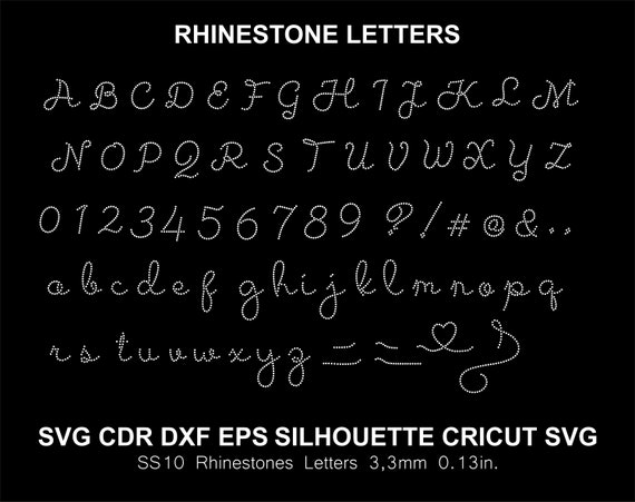 Rhinestone Font Letters Alphabet Silhouette Cricut Svg Dxf Cut Template  Download Cutting Digital File SS10 Font 