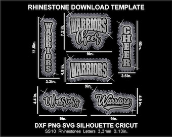 Warriors Team Rhinestone and Htv Vinyl Template Silhouette Cricut Svg Download Digital File SS10 DTF  Football T-Shirt Sweatshirt