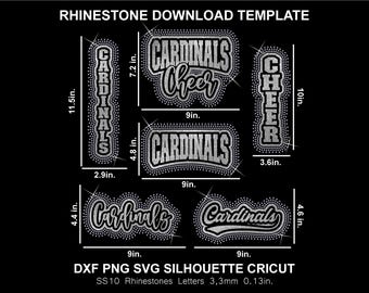 Cardinals Rhinestone and Htv Vinyl Template Team Mascot Silhouette Cricut Svg Cut Download Digital File SS10 Arizona St. Louis Sweatshirt