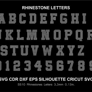 Rhinestone Font Letters Cheer College Sports 2 Color Alphabet ...