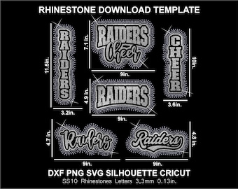 Raiders Rhinestone and Htv Vinyl Template Team Mascot Silhouette Cricut Svg Download Digital File SS10 Football Las Vegas T-Shirt Sweatshirt