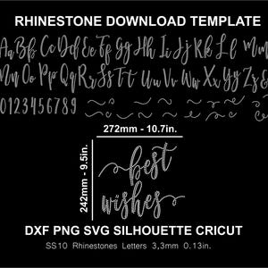 Rhinestone Font Letters Alphabet Cursive Handwrite Swash Wedding Font Silhouette Cricut Svg Template Download Cutting Digital File SS10 Font
