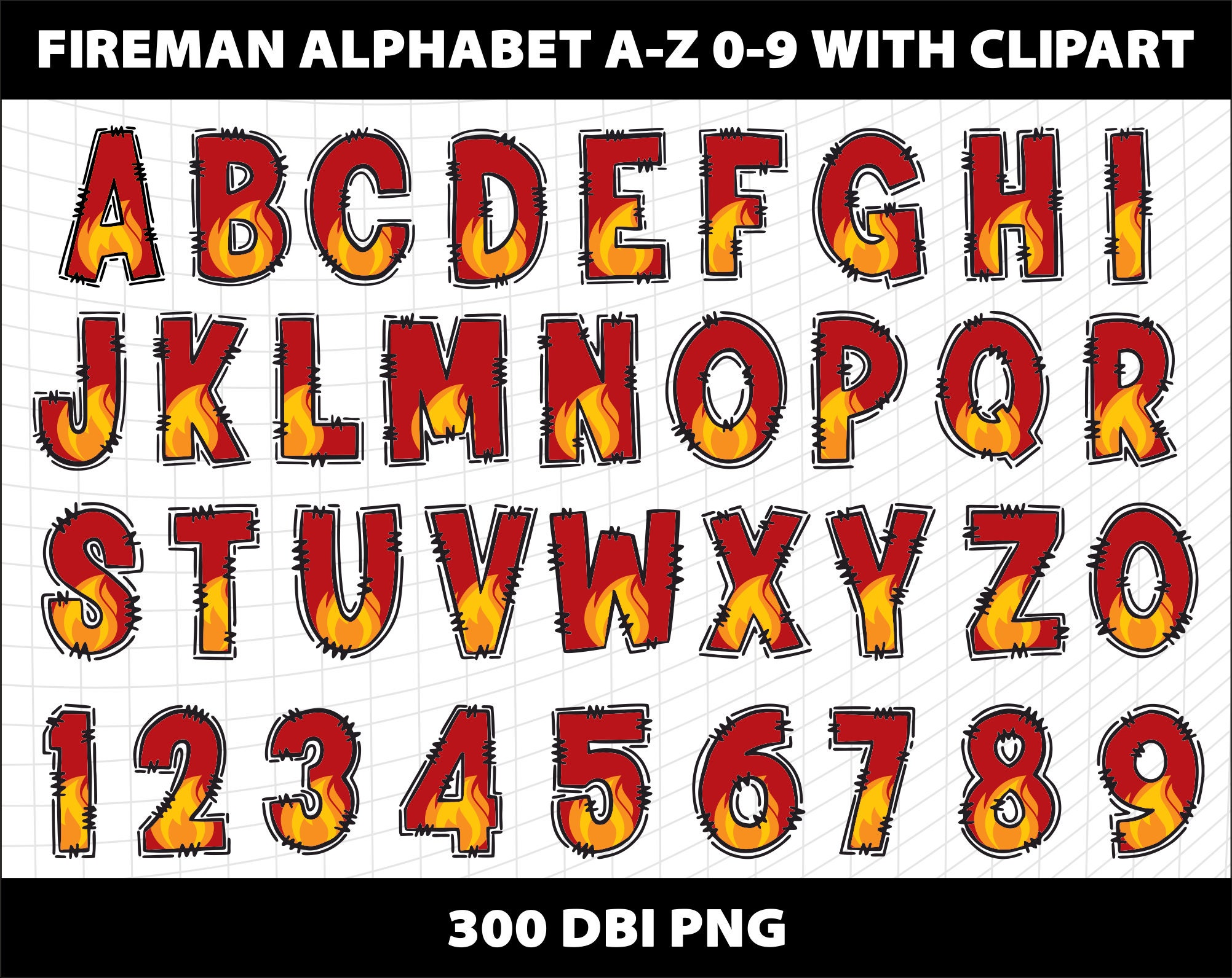 Fire Fighter Fireman Rescue Man Doodle Letters Alphabet Cliparts Png ...