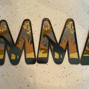 3D-lager dinosaurie Svg alfabet papper laserskuren mall dekor barn barnrum bokstäver typsnitt silhuett Cricut Dxf digital fil bild 4