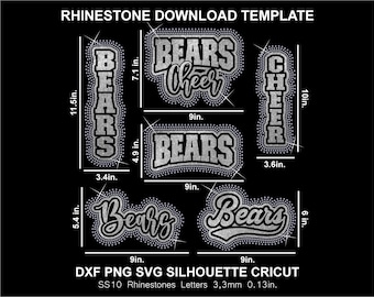 Bears Team Rhinestone and Htv Vinyl Template Silhouette Cricut Svg Cutting Download Digital File SS10 Chicago Football Basketball Sweatshirt