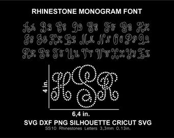 Czcionka z monogramem z kryształkami, alfabet, Cricut, sylwetka, SVG, szablon do cięcia, pobierz, plik cyfrowy, czcionka SS10