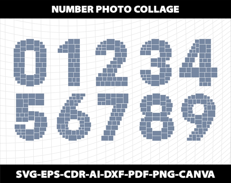 Photo Collage Number Canva Frame Template Birthday Anniversary 1 2 3 4 ...