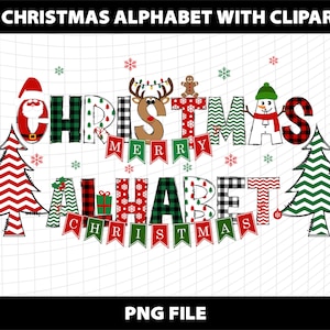 Christmas Alphabet Doodle Sublimation Letters Font Design Merry Christmas Download Digital File