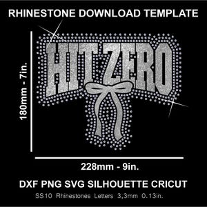 Hit Zero Rhinestone and Htv Vinyl Template Silhouette Cricut Svg Png Cutting Sweatshirt Download Digital File SS10 DTF & HTV Shirt