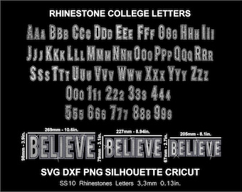 Rhinestone and Htv Vinyl Font Letters Alphabet Silhouette Cricut Svg Png Dxf Cutting Template Download Digital File SS10 DTF Sublimation