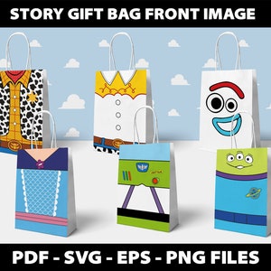 Toy Story Favor Bag Front Image Svg Gift Bag Birthday Party ideas Sublimation Design Svg Download Digital File TOY STORY zdjęcie 1