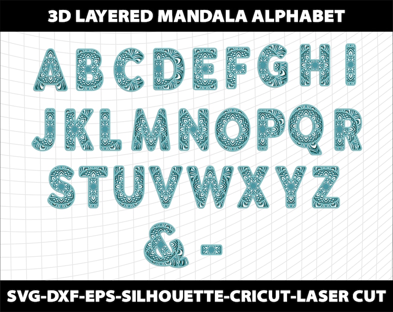 3D Layered Mandala Svg Alphabet 1 2 3 4 5 6 7 8 9 Birthday Numbers ...