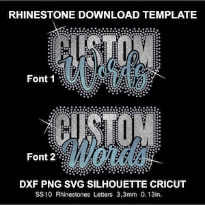 カスタムラインストーン＆ビニールHTV DTFテキスト名、単語、SVG、DXF、PNG、CricutシルエットテンプレートのダウンロードデジタルファイルSS10