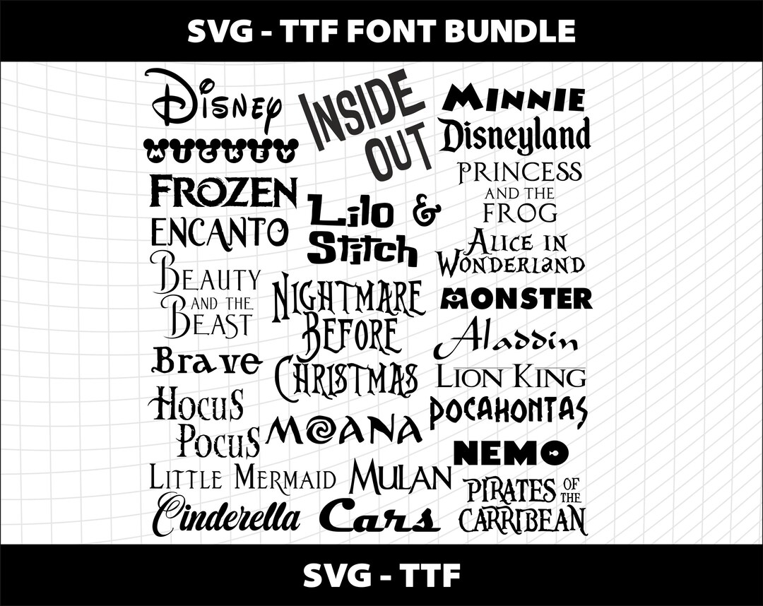 Buy 25 Cartoon Font Bundle SVG TTF Cricut Cutting Invitation Christmas ...