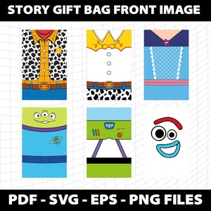 Toy Story Favor Bag Front Image Svg Gift Bag Birthday Party ideas Sublimation Design Svg Download Digital File TOY STORY zdjęcie 2