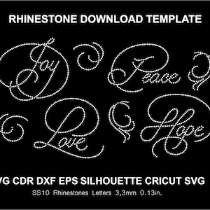Rhinestone Bundle Templates Love Hope Peace Joy Silhouette Cricut Cameo Cut Svg Rhinestone Template Download Digital File SS10 SVG