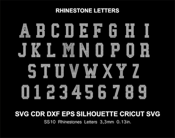 Rhinestone Letters College Sports 2 Color Font Alphabet Rhinestone Font  Silhouette Cameo Cricut Svg Dxf Cutting Digital File SS10 