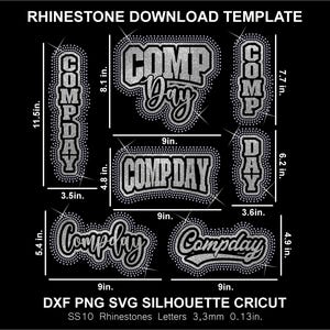 Comp Day Strass och HTV Vinylmall Silhuett Cricut Svg Png Skärning Ladda ner Digital Fil SS10 DTF & HTV Sweatshirt Shirt Compday