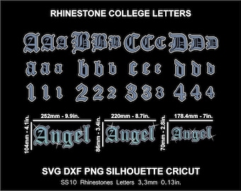 Rhinestone Htv Vinyl Font Letters Alphabet Silhouette Cricut Svg Cutting Template Download Digital File SS10 DTF Sublimation
