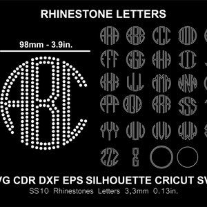 Rhinestone Monogram Letters Font Alphabet Cricut Svg Silhouette Dxf Cut Template Download Cutting Digital File SS10 Font