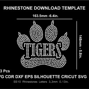 Rhinestone Tigers Silhouette Cricut Cameo Cut Svg Rhinestone Template Download Digital File SS10 SVG