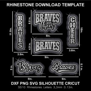 Braves Rhinestone Htv Vinyl Template Team Mascot Silhouette Cricut Svg Cut Download Digital File SS10 Baseball Atlanta T-Shirt Sweatshirt