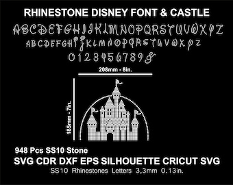 Strassletters lettertype alfabet kasteel kasteel silhouet Cricut Svg Dxf Shirt sjabloon downloaden snijden digitaal bestand SS10