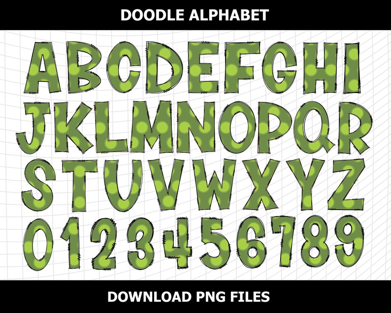 Monster Doodle Letters Alphabet Font Png Clipart Bundle Sublimation ...