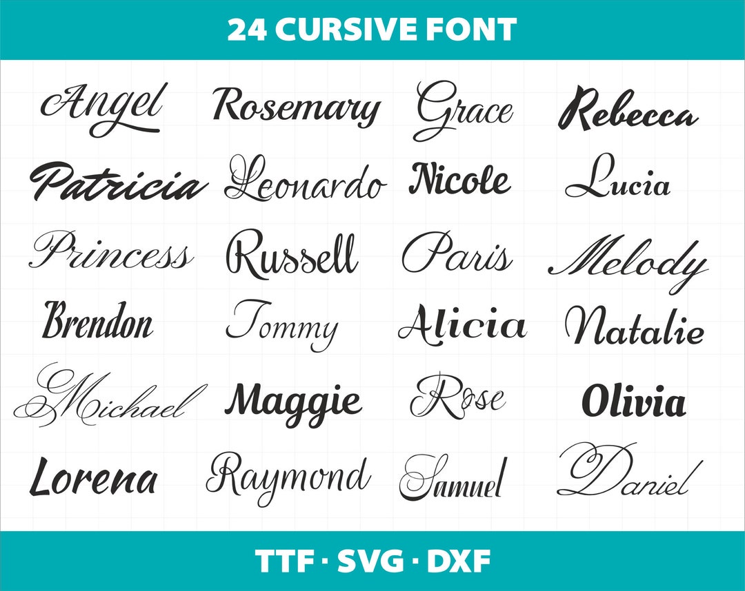 24 Cursive Font Bundle Alphabet Letters Font Svg Ttf Otf Dxf - Etsy