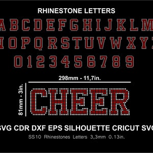Strass Schrift Buchstaben jubeln College Sport 2 Farbe Alphabet Strass Schrift Silhouette Cameo Cricut SVG Schnitt digitale Datei SS10 Strass