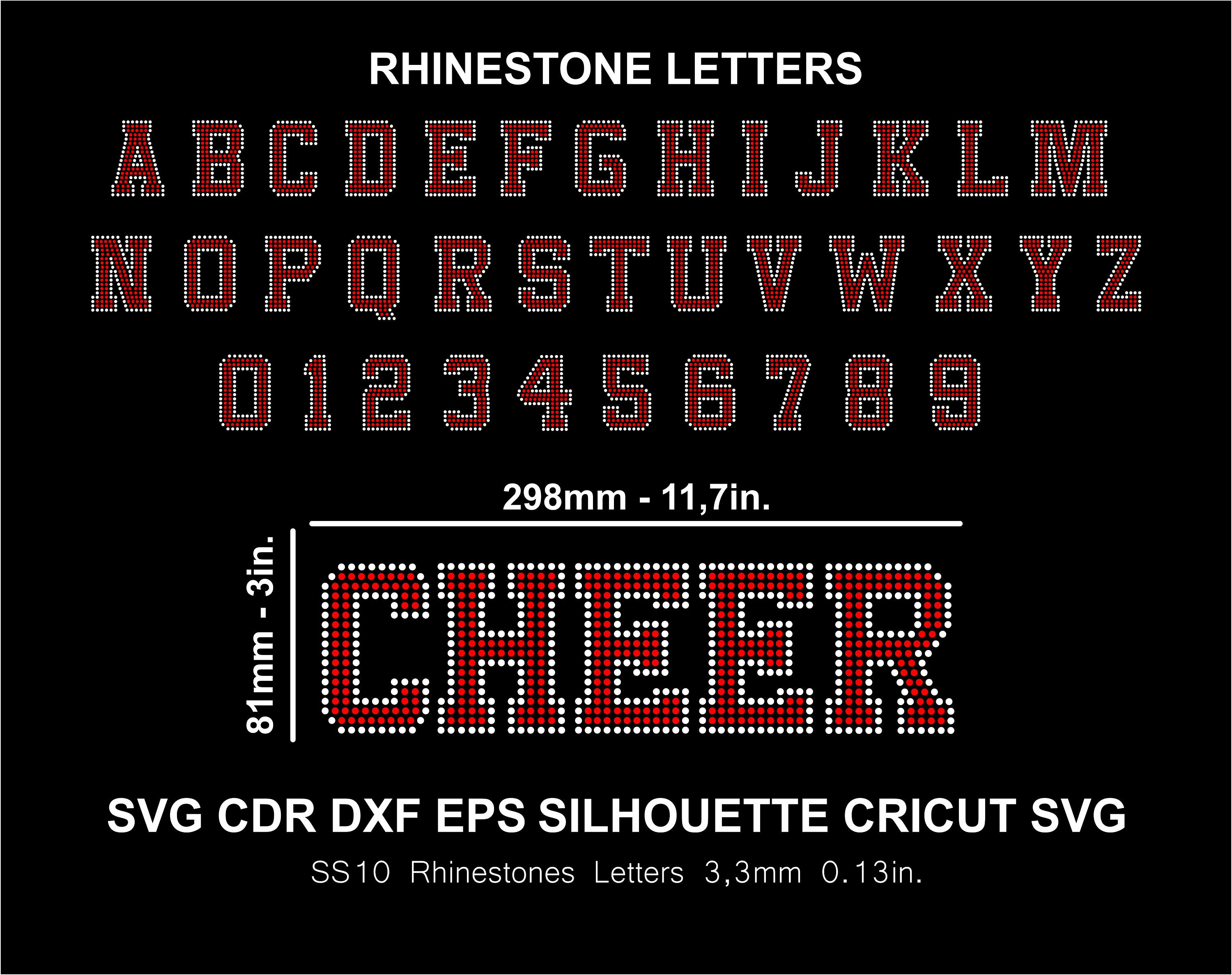 Rhinestone Letters College Sports 2 Color Font Alphabet Rhinestone Font  Silhouette Cameo Cricut Svg Dxf Cutting Digital File SS10 