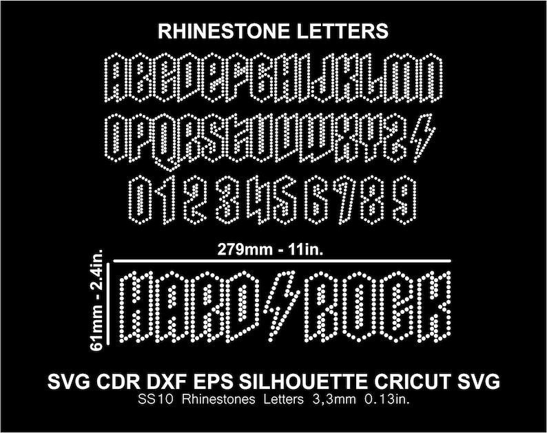 Rocksmith String Letters Rhinestone Hard Rock Font Letters Alphabet Rhinestone Silhouette Cameo ...