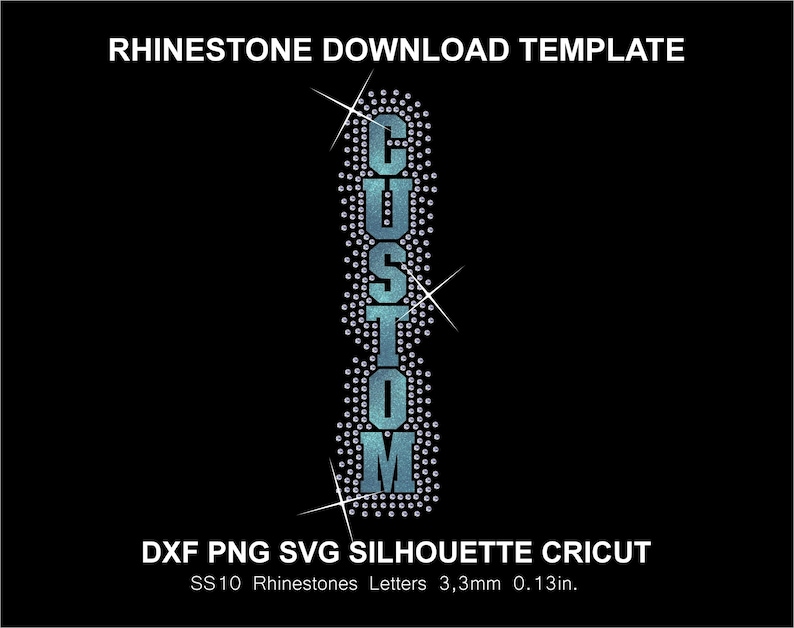 Custom Rhinestone & Vinyl HTV DTF Vertical Add Your Text Name Words Svg ...
