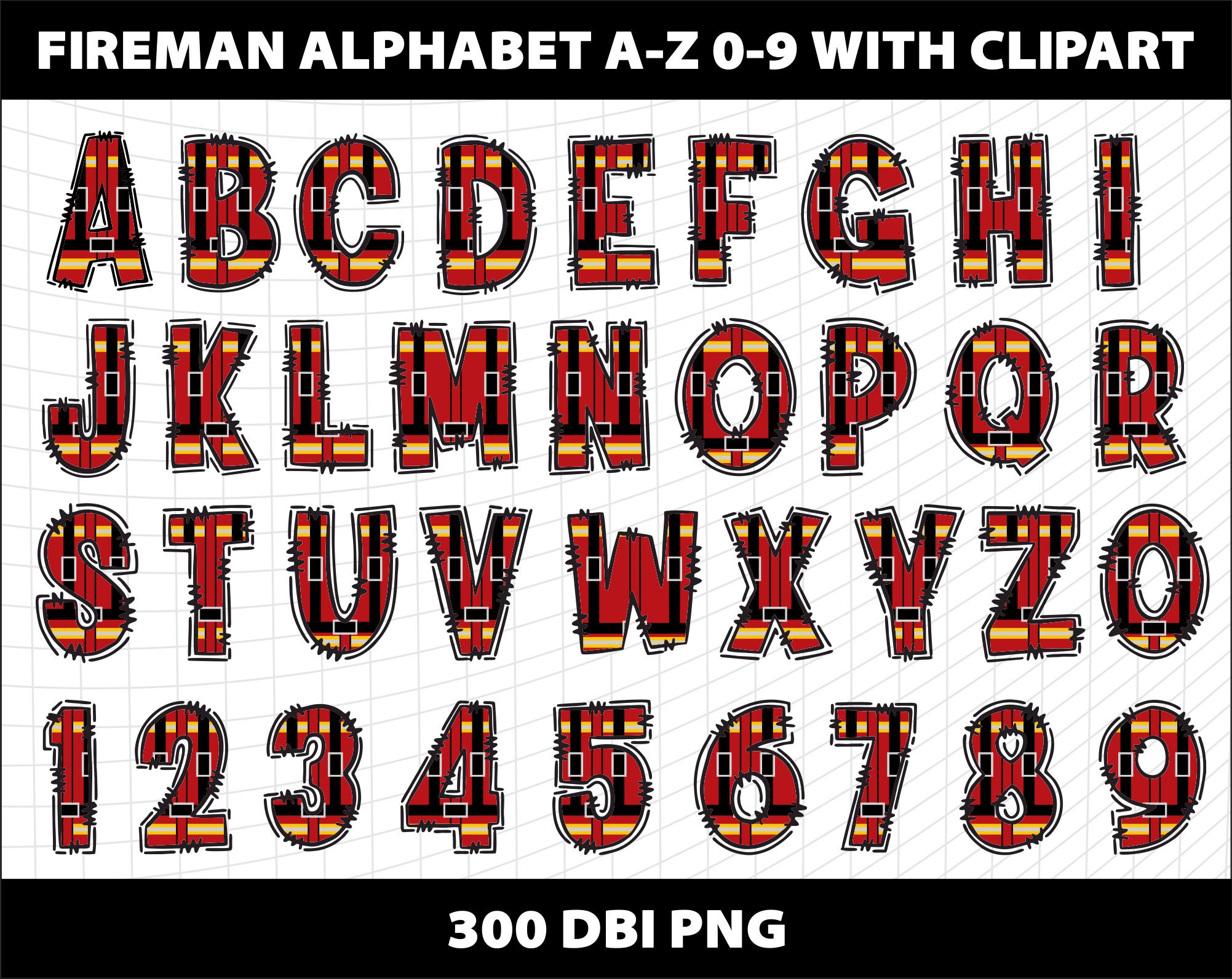 Fire Fighter Fireman Rescue Man Doodle Letters Alphabet Cliparts Png ...
