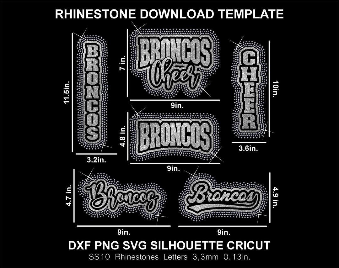 Broncos Team Rhinestone and Htv Vinyl Template Silhouette Cricut Svg ...
