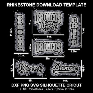 Broncos Team Rhinestone and Htv Vinyl Template  Silhouette Cricut Svg Cutting Download Digital File SS10 Football Shirt Sweatshirt Denver