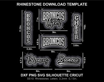 Broncos Team Rhinestone and Htv Vinyl Template  Silhouette Cricut Svg Cutting Download Digital File SS10 Football Shirt Sweatshirt Denver