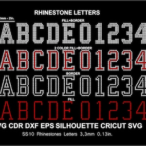 Strass Buchstaben College Sport 2 Farbe Schrift Alphabet Strass Schrift Silhouette Cameo Cricut svg dxf schneiden digitale Datei ss10