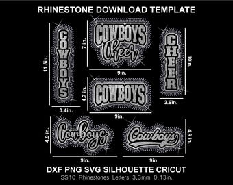 Cowboys Team Rhinestone and Htv Vinyl Template Mascot Silhouette Cricut Svg Download Digital File SS10 Football T-shirt Dallas Sweatshirt