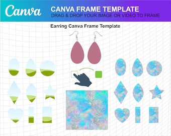 Earring Canva Blank Frame Template Design Photo Fill Editable Download Digital File