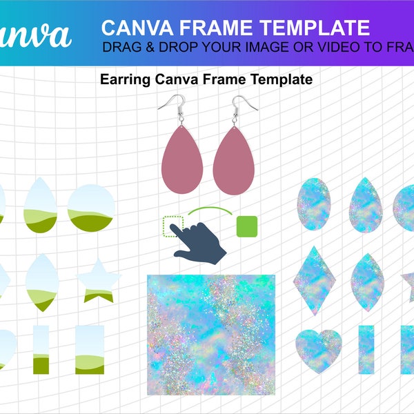 Earring Canva Blank Frame Template Design Photo Fill Editable Download Digital File