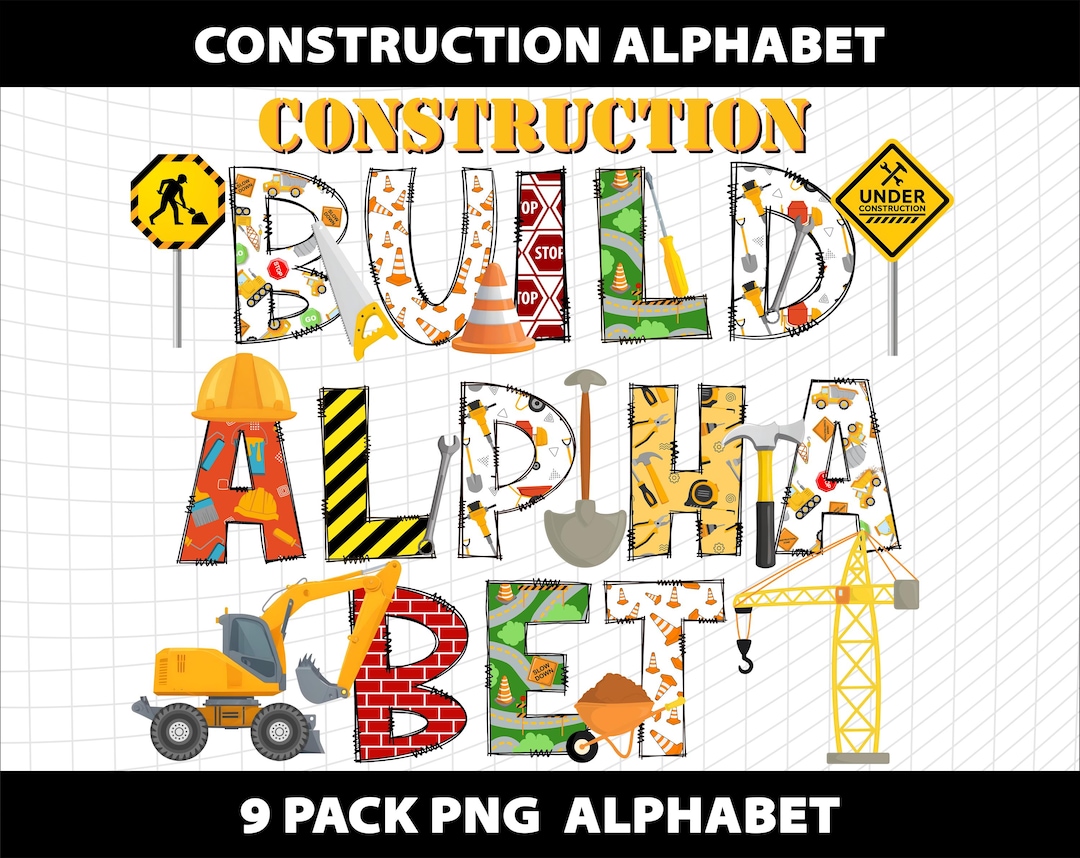 Construction Doodle Letters Alphabet Clipart Png Build Sublimation Boy ...