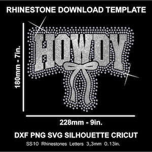 Howdy Strass und Htv Vinyl Vorlage Silhouette Cricut SVG Png Schneiden Sweatshirt Download Digitale Datei SS10 DTF & HTV Shirt